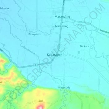 Kapataganの地形図、標高、地勢