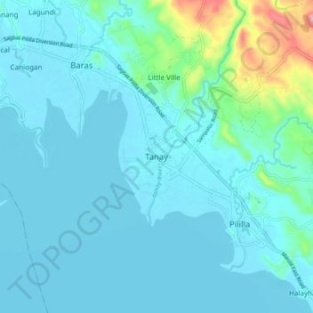 Tanayの地形図、標高、地勢