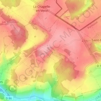 Magnitotの地形図、標高、地勢