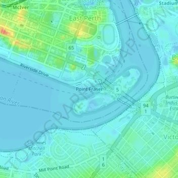 Point Fraserの地形図、標高、地勢