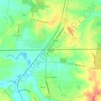Victoriaの地形図、標高、地勢