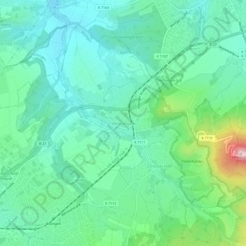 Wessingenの地形図、標高、地勢