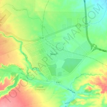 Al Jubaylahの地形図、標高、地勢