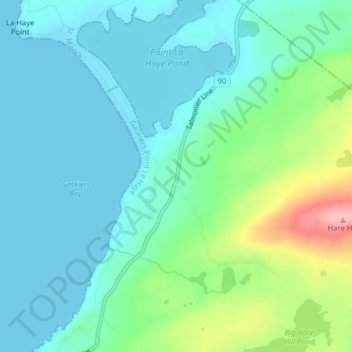 Point La Hayeの地形図、標高、地勢