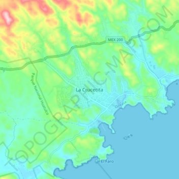 La Crucecitaの地形図、標高、地勢