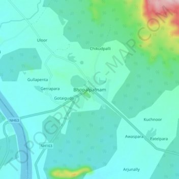 Bhopalpatnamの地形図、標高、地勢