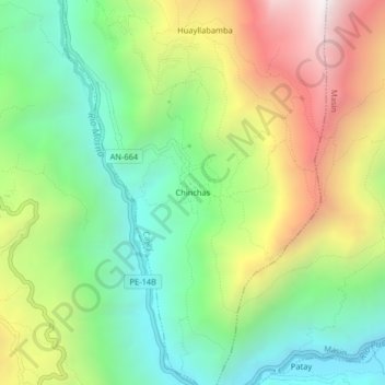Chinchasの地形図、標高、地勢