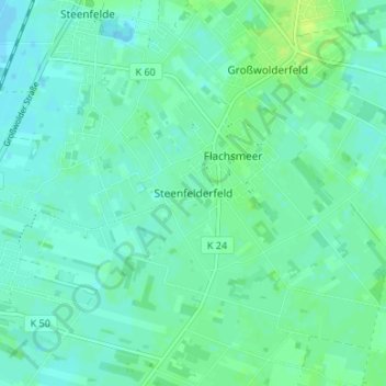 Steenfelderfeldの地形図、標高、地勢