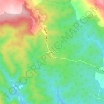 Pretty Gullyの地形図、標高、地勢