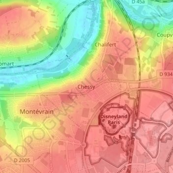 Chessyの地形図、標高、地勢