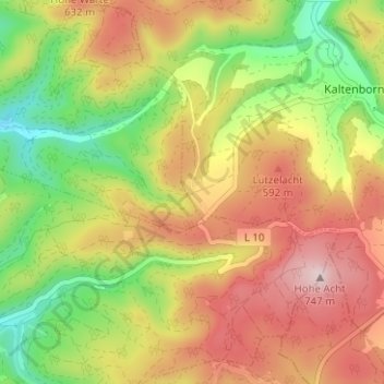 Hochachtの地形図、標高、地勢