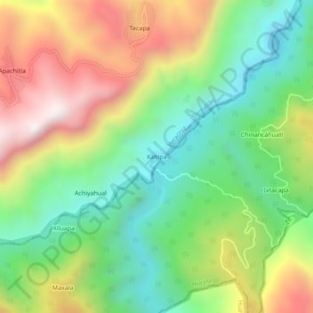 Xaltipaの地形図、標高、地勢