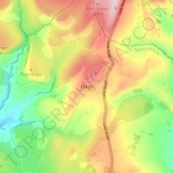Flashの地形図、標高、地勢