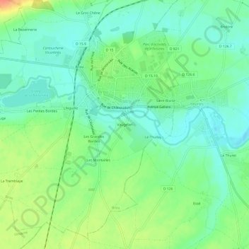 Vaugelanの地形図、標高、地勢