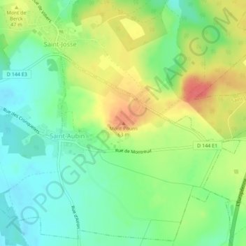 Mont Pourriの地形図、標高、地勢