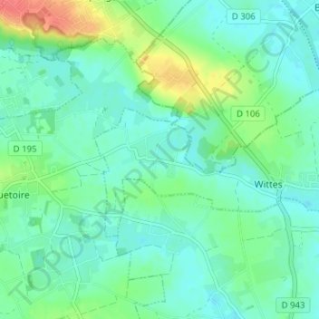 Cohemの地形図、標高、地勢