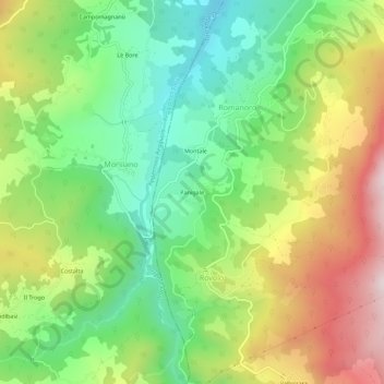 Panigaleの地形図、標高、地勢