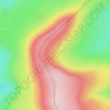 Nidd Headの地形図、標高、地勢