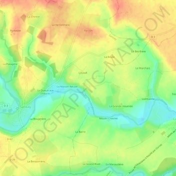 La Braconnerieの地形図、標高、地勢