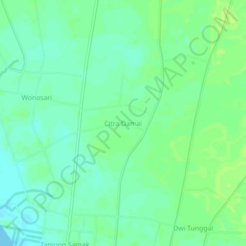 Citra Damaiの地形図、標高、地勢