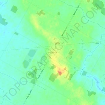 Milvertonの地形図、標高、地勢