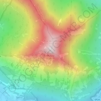 Monte Musinèの地形図、標高、地勢