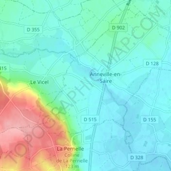 La Cailletterieの地形図、標高、地勢