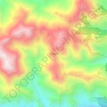 Pelakotの地形図、標高、地勢