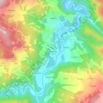 Cornaretoの地形図、標高、地勢