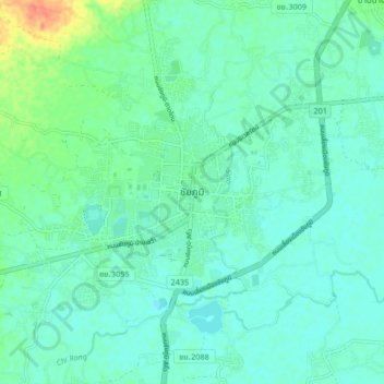 チャイヤプームの地形図、標高、地勢