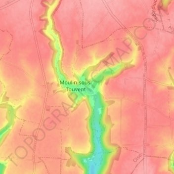 Violaineの地形図、標高、地勢