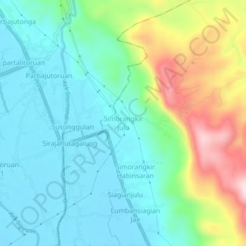 Simorangkir juluの地形図、標高、地勢