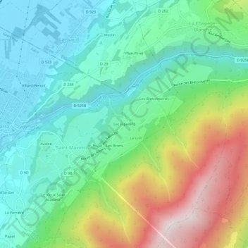 Les Ripelletsの地形図、標高、地勢