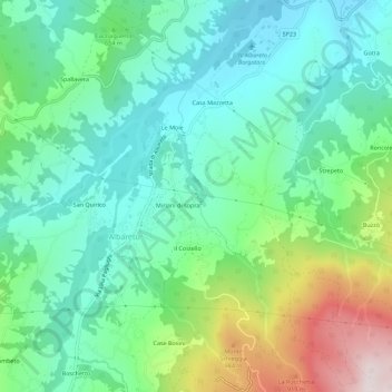 Miriani di sottoの地形図、標高、地勢