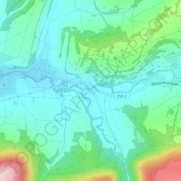 Pont de Cranの地形図、標高、地勢
