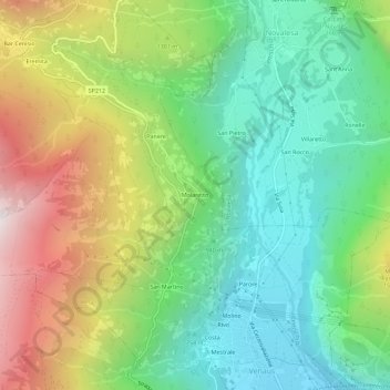 Molarettoの地形図、標高、地勢