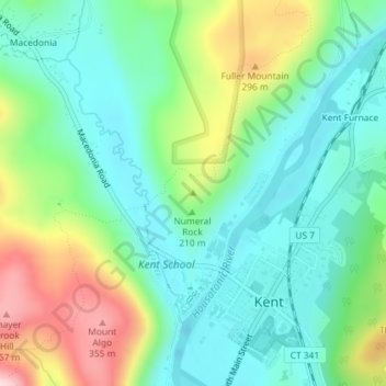 Glacier Rockの地形図、標高、地勢