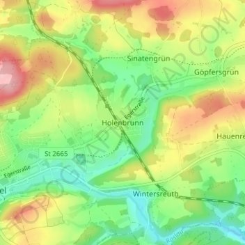 Holenbrunnの地形図、標高、地勢
