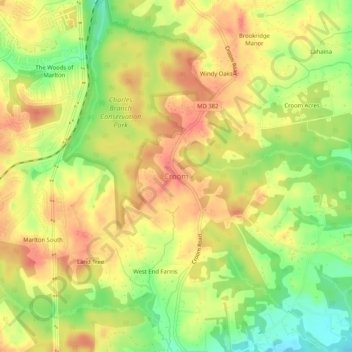 Croomの地形図、標高、地勢