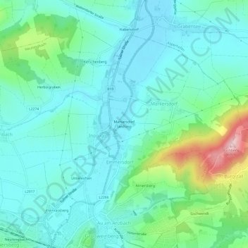 Markersdorf Siedlungの地形図、標高、地勢