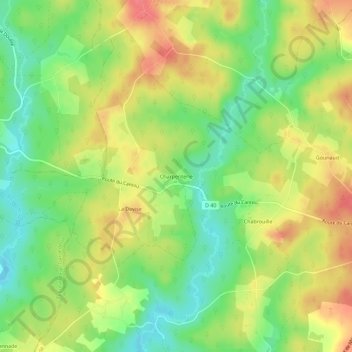 Charpenterieの地形図、標高、地勢
