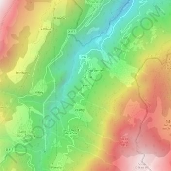 Le Masの地形図、標高、地勢