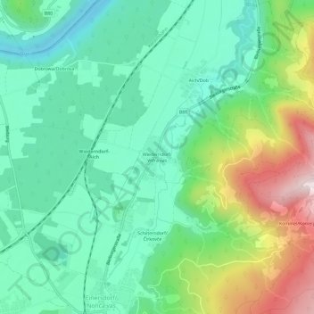 Wiederndorfの地形図、標高、地勢