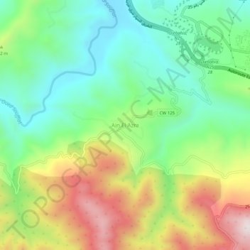 Ain El Azraの地形図、標高、地勢