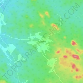 Adapalliの地形図、標高、地勢