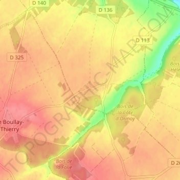 Chervilleの地形図、標高、地勢