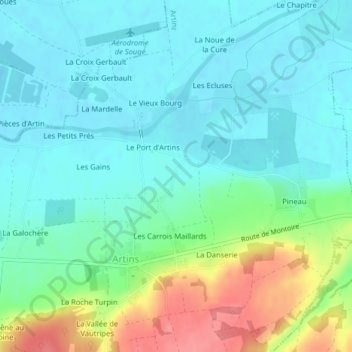 Les Boussetsの地形図、標高、地勢