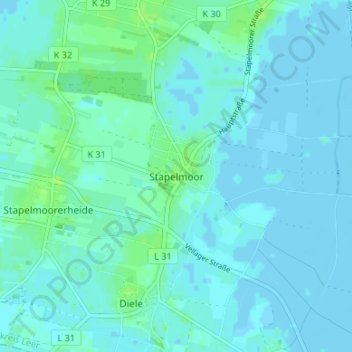 Stapelmoorの地形図、標高、地勢
