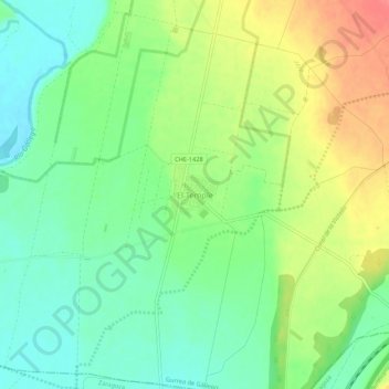 El Templeの地形図、標高、地勢