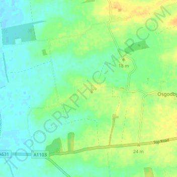 Kingerbyの地形図、標高、地勢